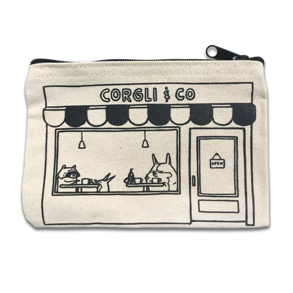 Corgli & Co Cafe zipper pouch.